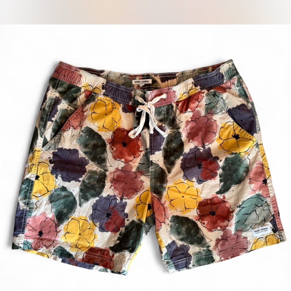 Men's Floral Swim Trunks in Multicolor - Drawstring Waist